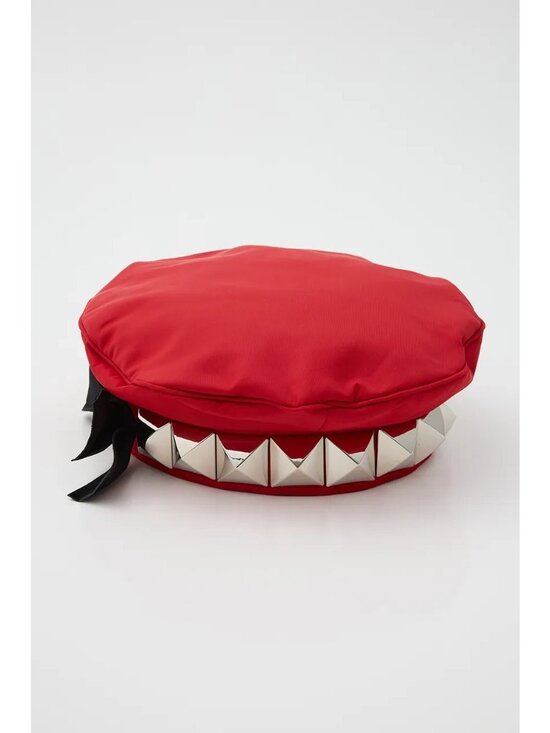 Vaguara MOUSSY Silver Tone Studs Beret Style Hat Red Size Small NWT main image 9